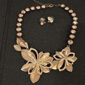 Elegant Gold Floral Necklace and Earring Set